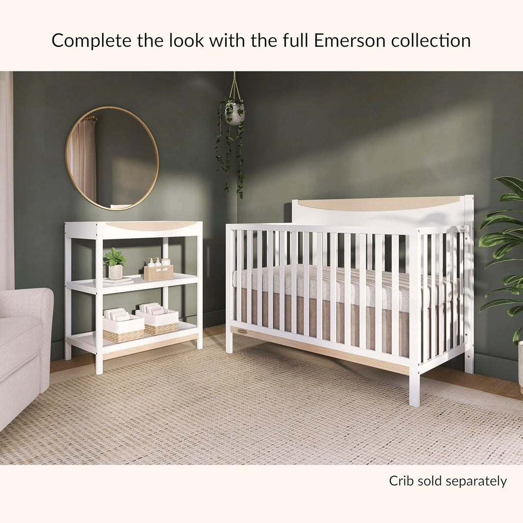 Baby Changing Table - Compact Modern Changing Station with 2 Open Shelves, New Zealand Pinewood