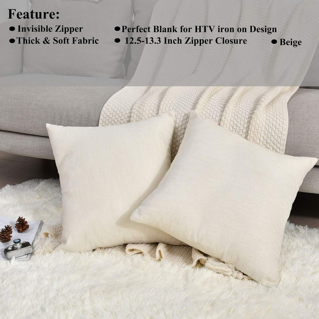 Pack 8 Linen Throw Pillow Covers Set Cushion Case, Blank for HTV Iron on Design,18x18 Inch
