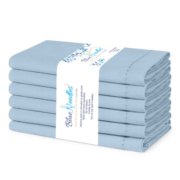 Hemstitch Linen Cloth Napkins Cotton Set of 6-18x18 Inches