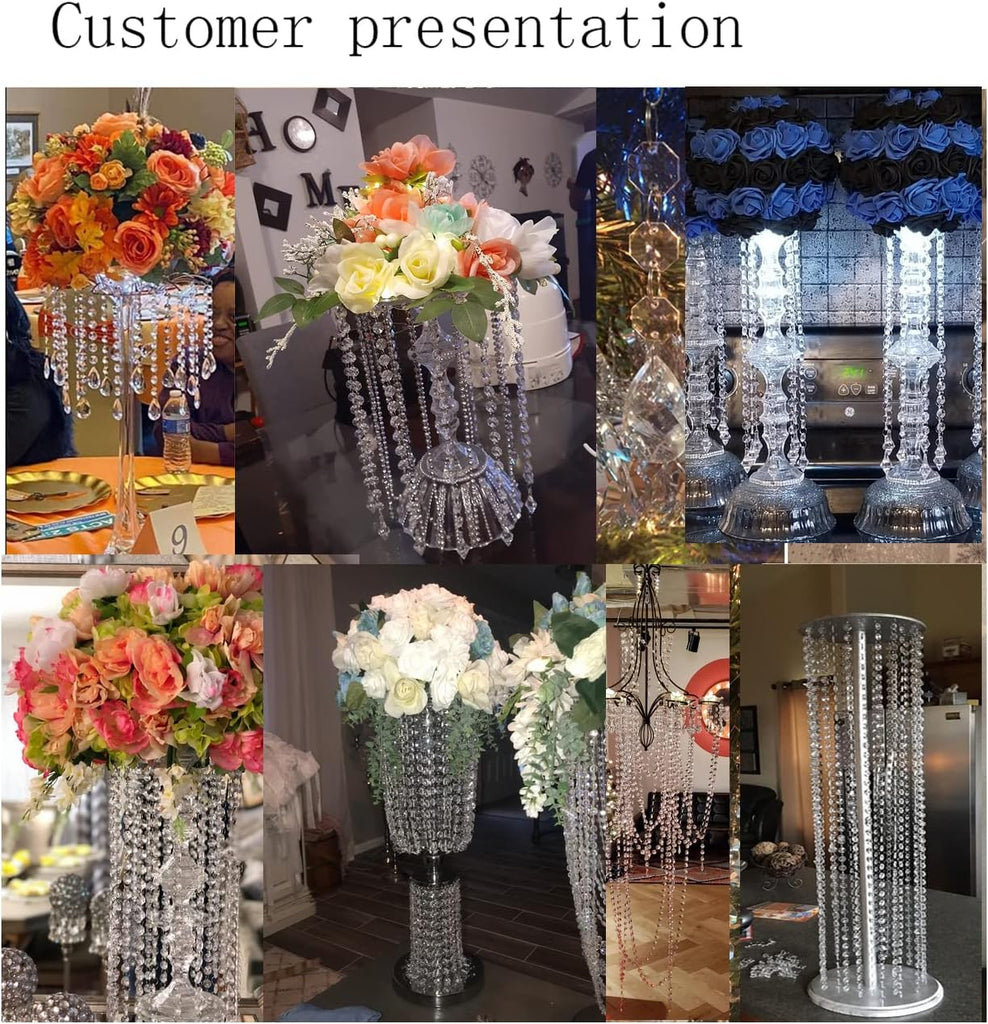 99FT Clear Acrylic Crystal Garland Strands Hanging Chandelier Bead Chain Ornament String Decorations for Manzanita