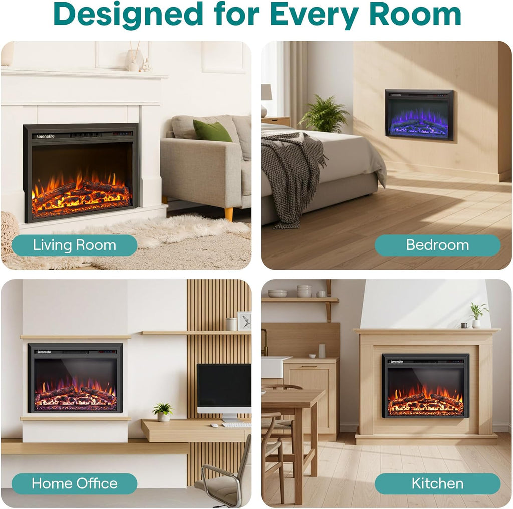 Electric Fireplace Insert with Heater | Smart Wi-Fi App Control & Remote | 700W/1500W Adjustable Thermostat