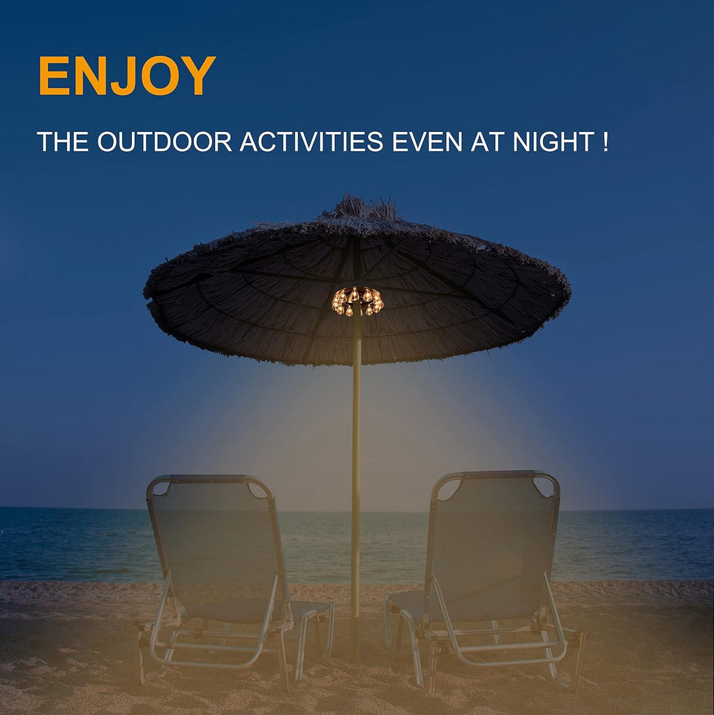 Umbrella Lights, Patio Outdoor Umbrella Lights Battery Operated with Dimmable Timer,12 Warm White LED Bulbs in 3