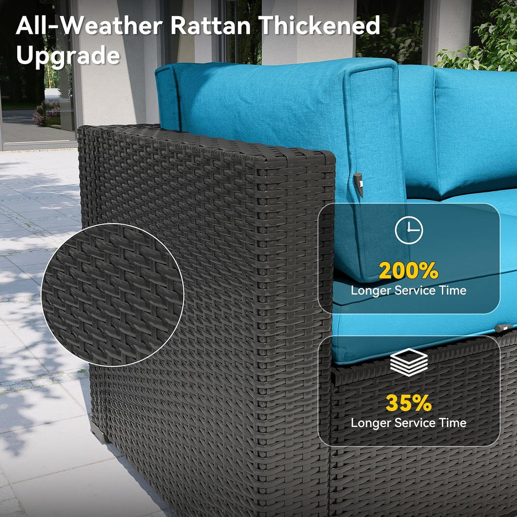 Patio Furniture Set, 7 Piece Outdoor Sectional Sofas with Waterproof Cover, Wicker Rattan Outdoor Furniture Patio
