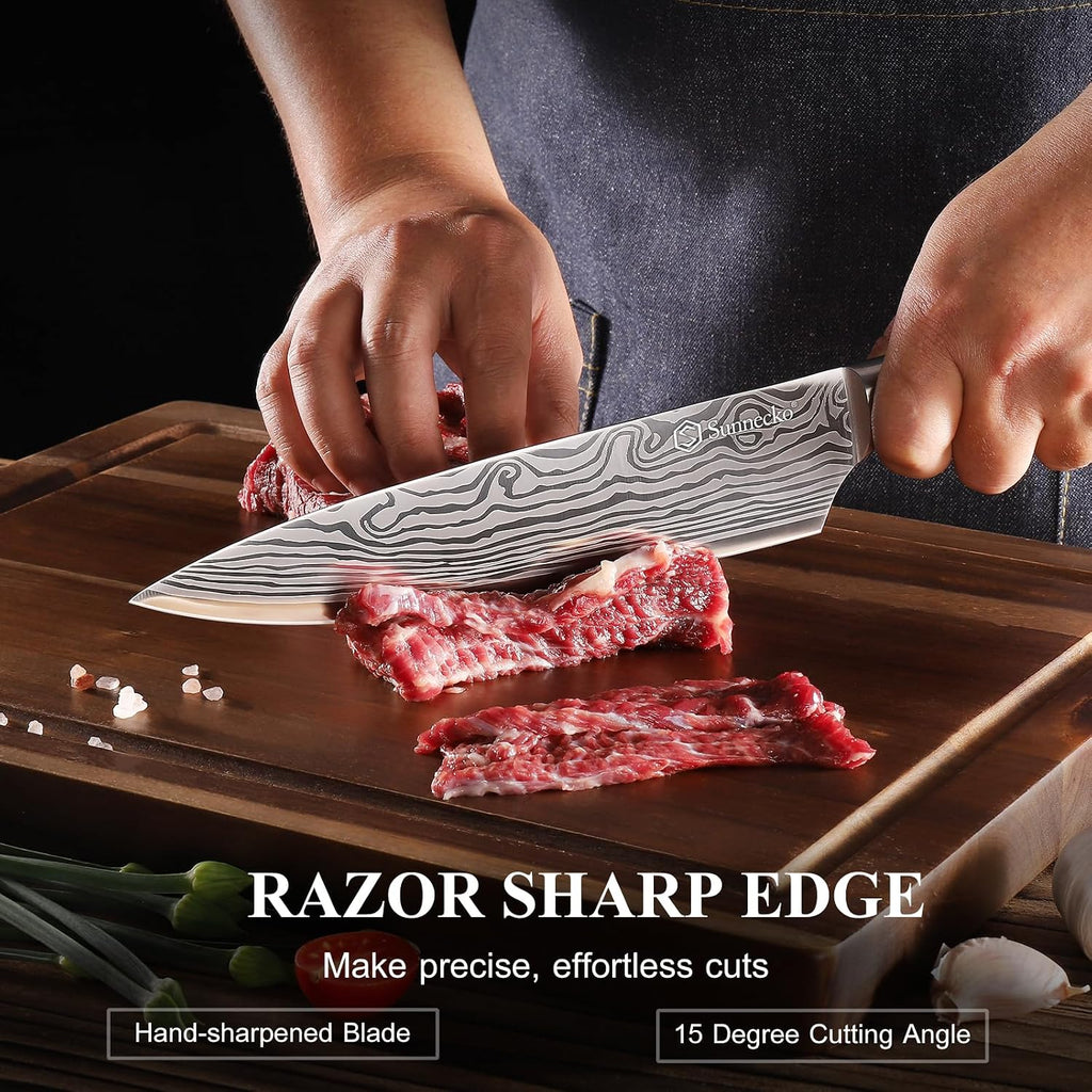 Kitchen Knife Set 5 Piece Chef Knife Set Professional High Carbon Stainless Steel, Sharp Kitchen Knives with Wooden