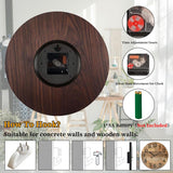 24 Inch Silent Large Wall Clock Battery Operated for Farmhouse Kitchen,Non-Ticking Retro Wall Clock with Big Numbers
