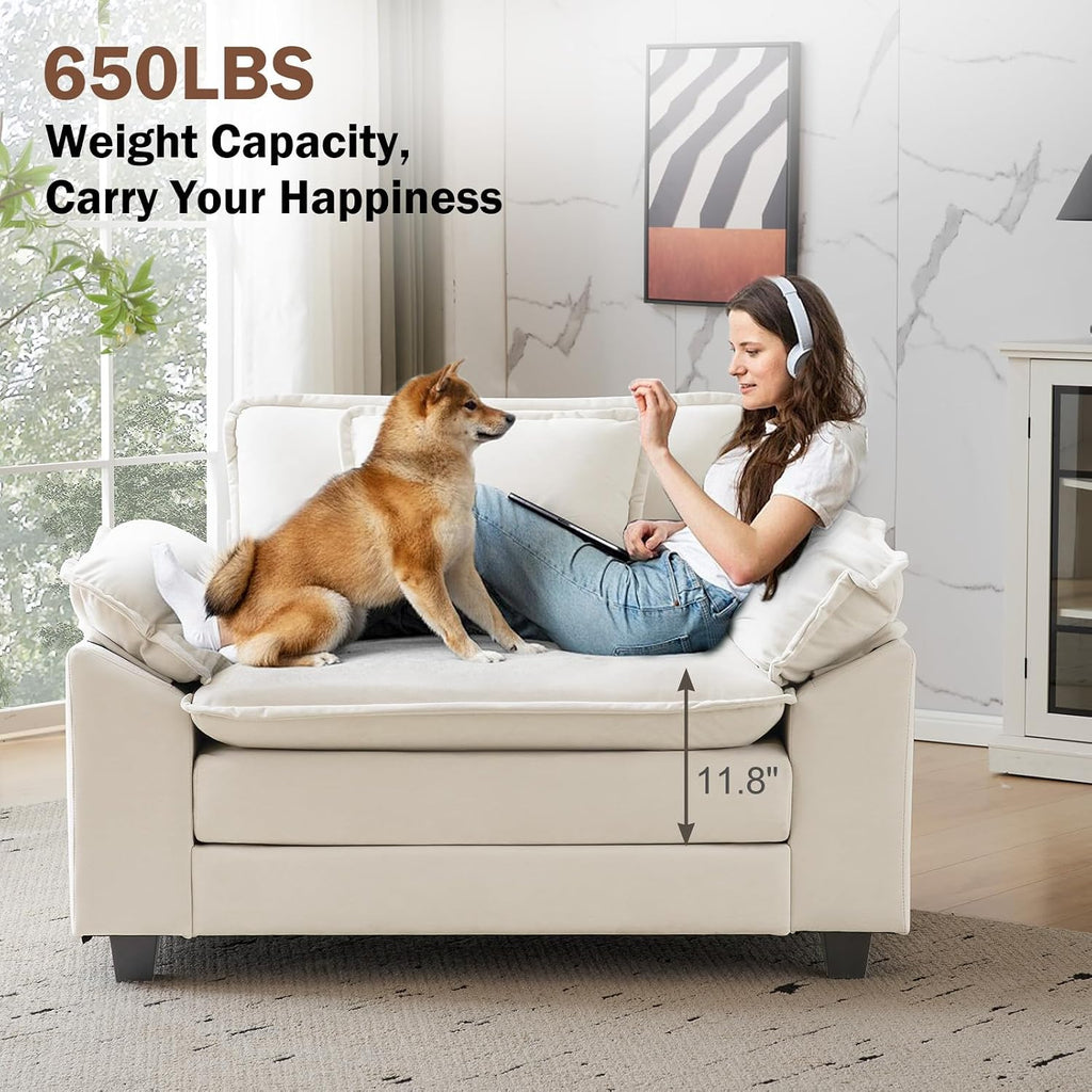 Oversized Accent Chair, Velvet Comfy Cloud Sofa Chair with Large Seat and Upholstered Armrests, Modern Extra Wide