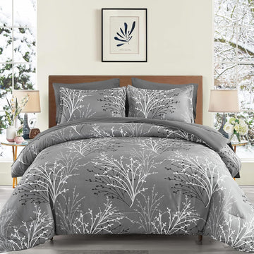 Gray Comforter Set Branch Botanical Bed in a Bag 7 Piece Grey Floral Comforter