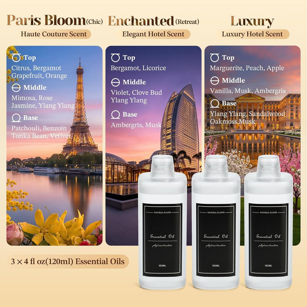 3x120ml Essential Oil for Diffusers M60 (Chic+Retreat+Luxury)