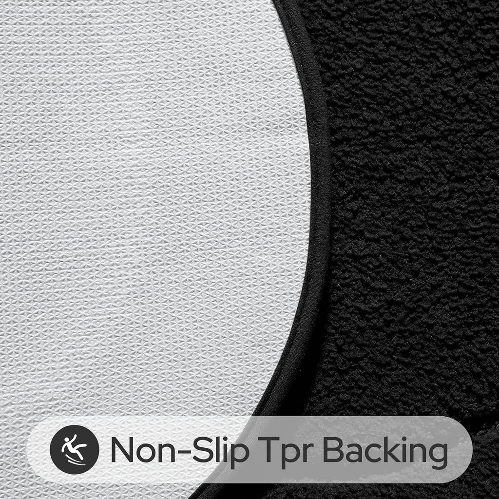 Black Bathroom Rugs Sets, 2 Piece Small Bathroom Rugs, Soft, Absorbent Microfiber Mats, Machine Washable Bath Mats