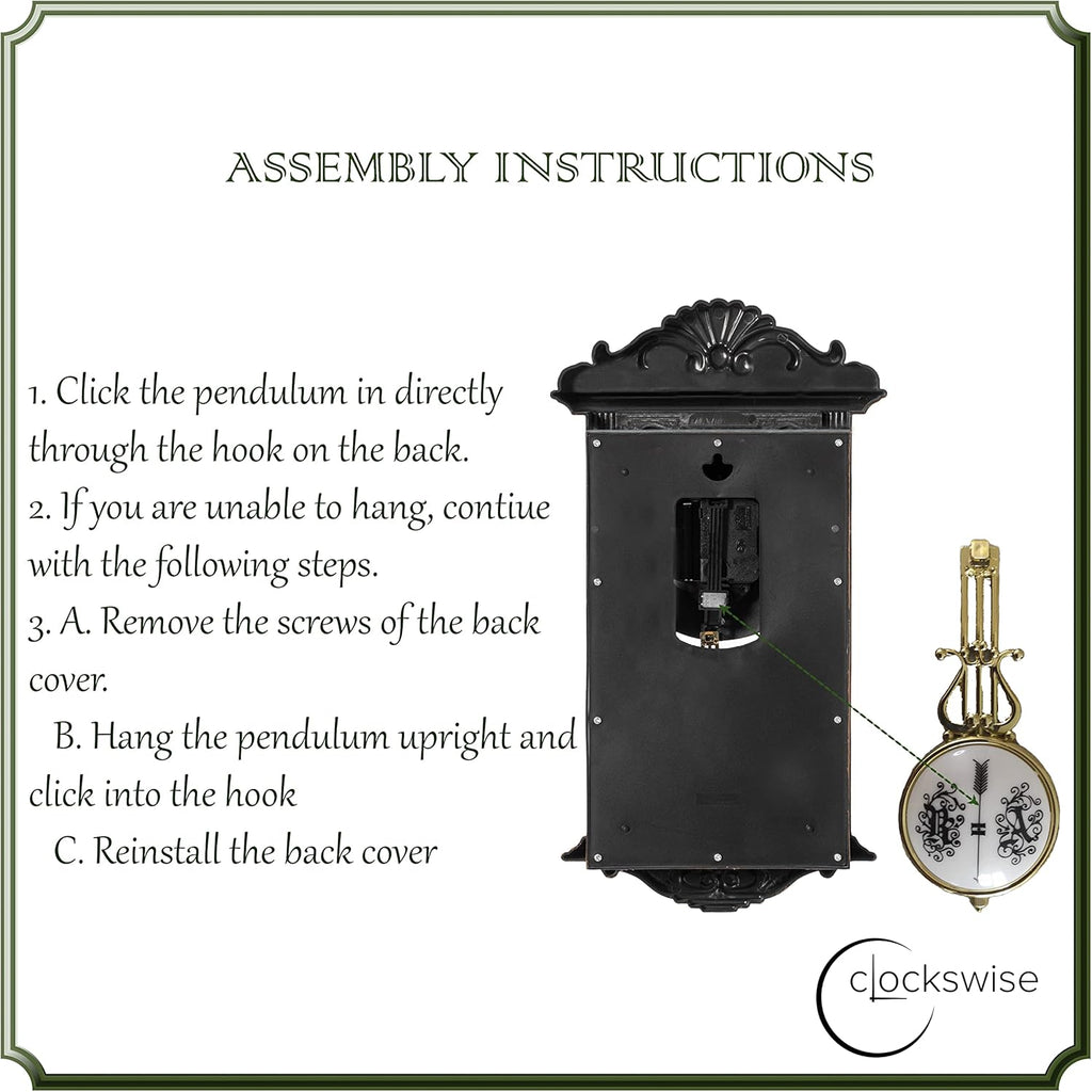 Vintage Grandfather-Style Wall Clock with Wood-Effect Plastic Pendulum Battery-Operated for Home Decor