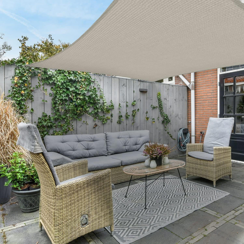 Sun Shade Sail Rectangle 16' x 20' UV Block Canopy Backyard Lawn Garden Outdoor Activities, Cream
