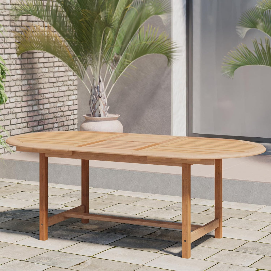 Extendable Oval Newcastle Patio Dining Set, 7 Piece, Brown