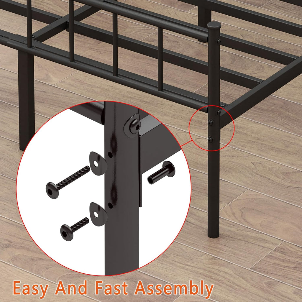 Full Bed Frame-Classic Metal Platform Bed Frame,Mattress Foundation with Steel Slat Support,Under Foundation