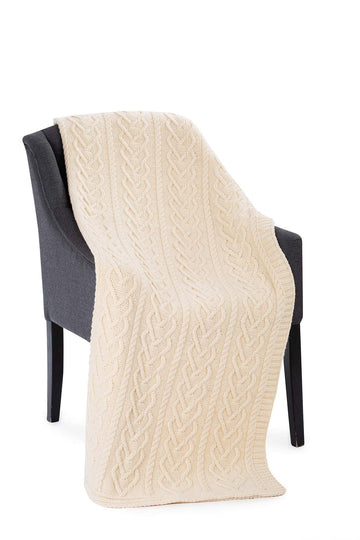 Irish Aran Throw Blanket Heart Pattern 100% Super Soft 67x49 inches