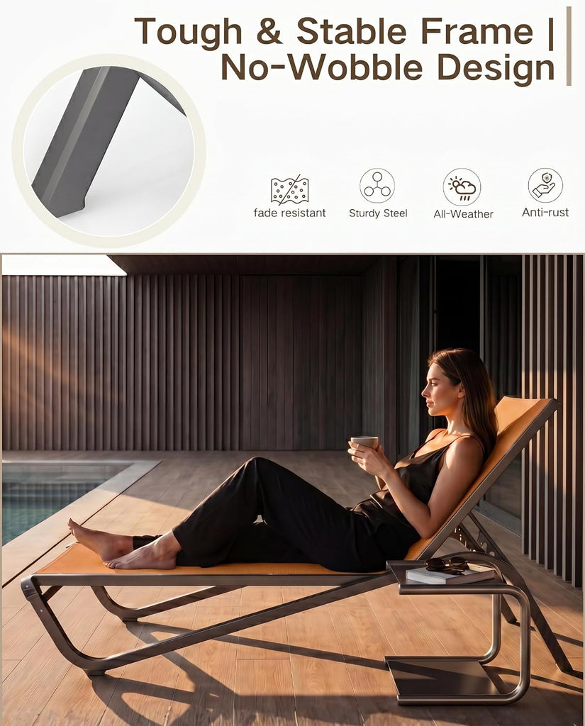 Patio Chaise Lounge Chairs,Adjustable Outdoor Aluminum Teslin Lounge,Orange | Aluminum chaise lounge chair,Outdoor