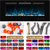 45 inches Electric Fireplace Inserts, Recessed and Wall Mounted Fireplace Heater, Linear Fireplace w/Thermostat