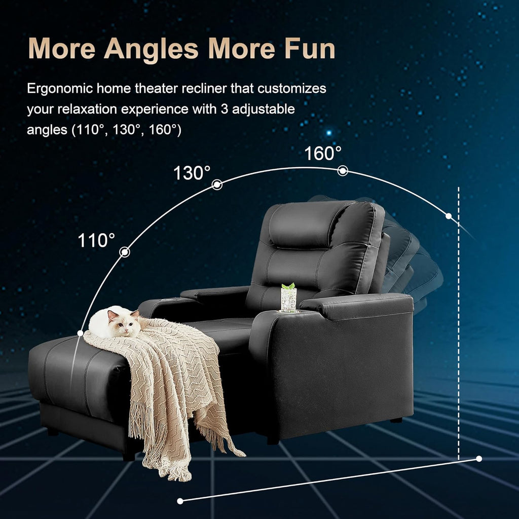 Home Theater Seating Oversized Loveseat Recliner Chair Ultra-Comfortable Reclining Chair Power Recliners Chairs with Electric Recliners for Living Room (Black, Row of 2)
