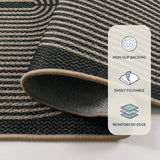 Enfys Modern Rainbow Round Rug, 6ft Easy Jute Circle Patio Rug Washable Indoor Outdoor Carpet for Li