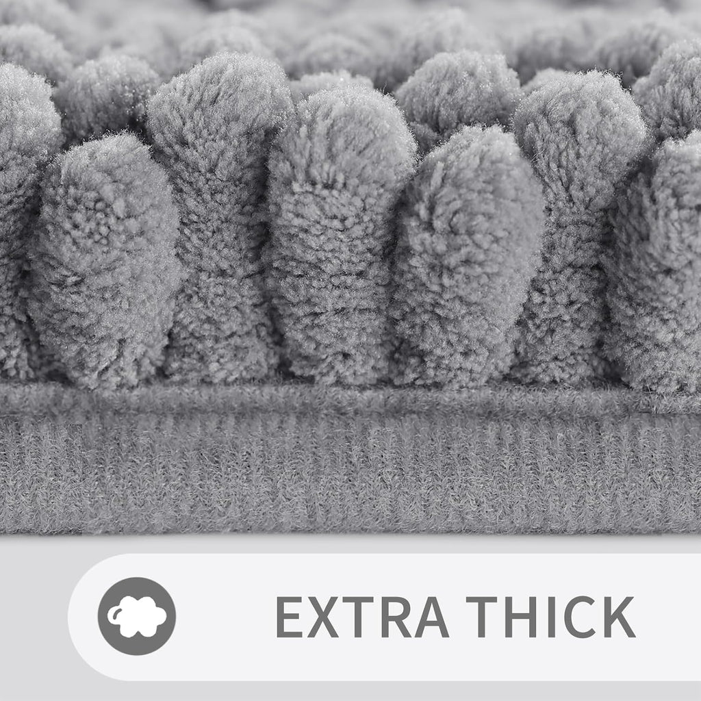 Bathroom Rug Set 2 Piece, Soft Absorbent Chenille Bath Mat Set, Non Slip Machine Washable Quick Dry, Plush Shower
