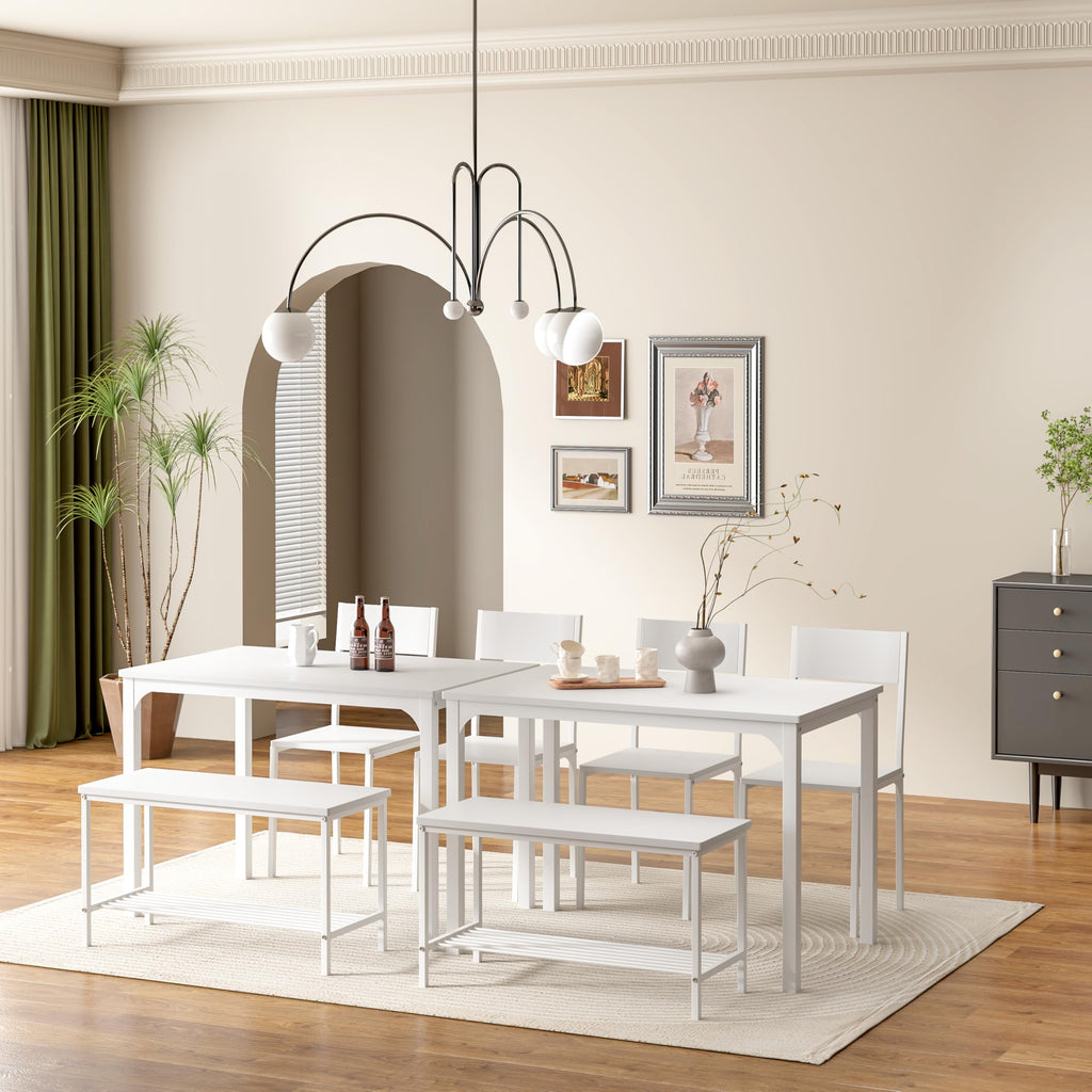 43.3'' Kitchen Dining Table Set for 4, Kitchen Table 2 Chairs Set for 4 with Bench, Space Saving Table Set