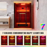 Full Spectrum Infrared Sauna，1-2 Person Home Sauna，Wooden Canadian Hemlock Indoor Spa Sauna with Resonance