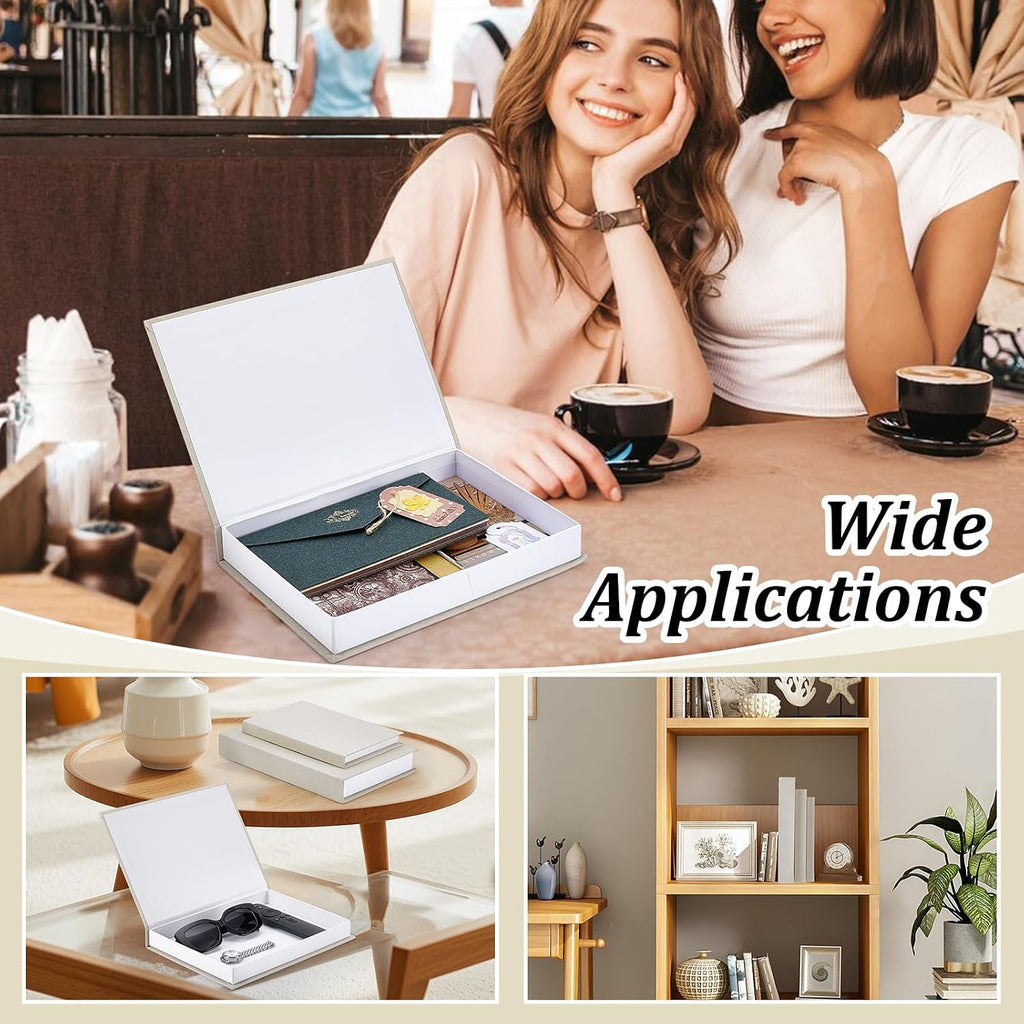 Beautiful Decorative Books Set of 3 Modern Linen Decorative Faux Book Boxes Bookshelf or Mantel Decor Photo Storage