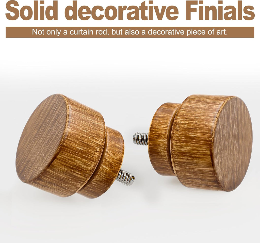 Wood Curtain Rods for Windows 1" Diameter Boho Decorative Heavy Duty Long Window Curtain Rod