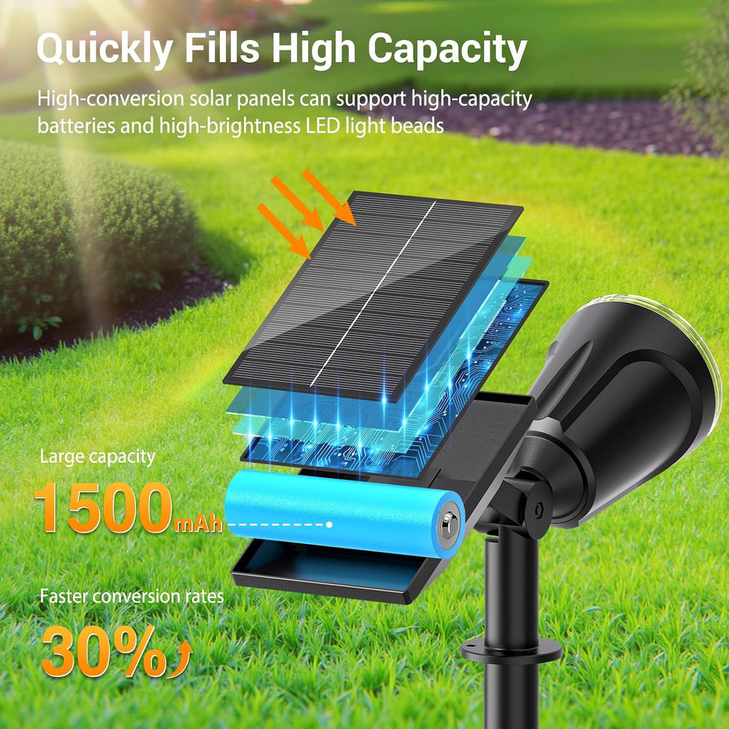 Spot Lights Outdoor Waterproof: 1000LM Big Adjustable Spotlight - 2-in-1 15Hrs+ Long Lasting Spot Light - Solar