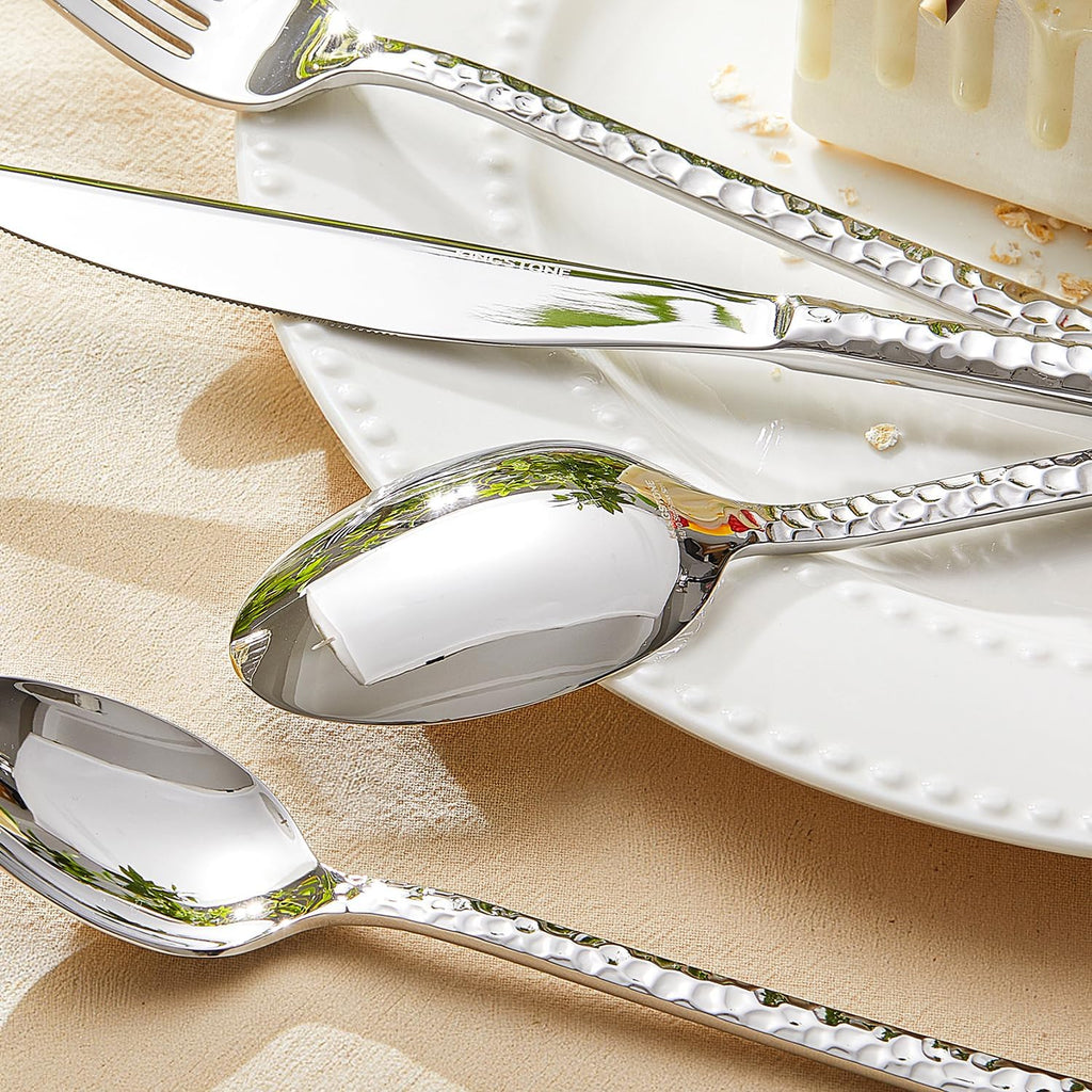 20-Piece Hammered Silverware Set, 18/10 Stainless Steel Flatware Set for 4, Cutlery Set