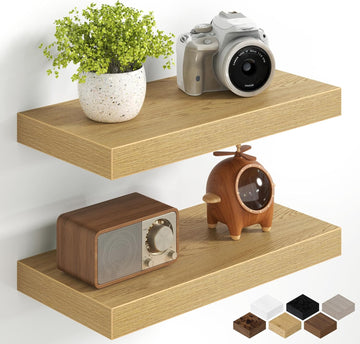 16Inch Floating Shelves for Wall, 8 Inch Deep Shelves |Bedroom|Kitchen Wall Mounted, Wood Hanging Shelf with