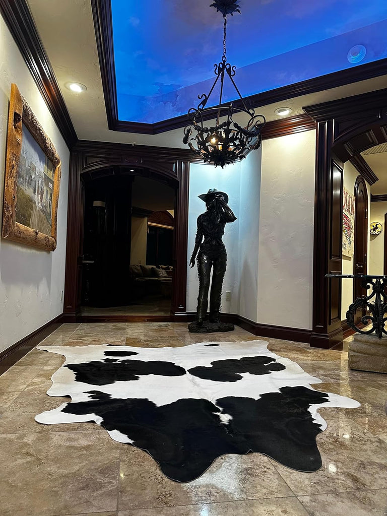 Black & White Brazilian Cowhide Rug - Genuine Leather - XLarge Area Rugs - Luxury Design - Exact Rugs Shown (Rug 1)