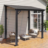 8’x 5’ Premium Gazebo with Aluminum Top Frame & Polycarbonate Panel, Wall Mounted Gazebos Pergola, Outdoor Patio Lean to Gazebo, Awnings with Sloped Roof, for Backyard, Porch, Deck