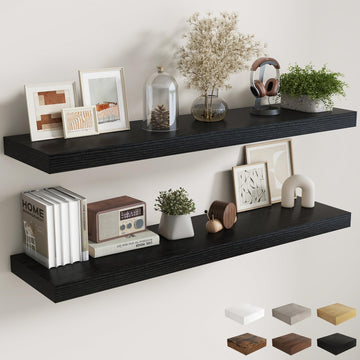 55 Inch Fireplace Mantel Shelf, 12 Inch Deep Shelves for Display & Wall Storage, Rustic Wood Wall Shelf, Extra Long