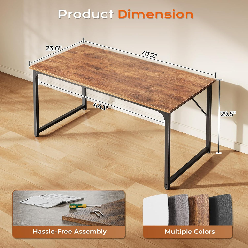 47 X 24 Inch Computer Desk with Deeper Desktop, Gaming Office Writing Work Desk, Study, Bedroom, Work from Home