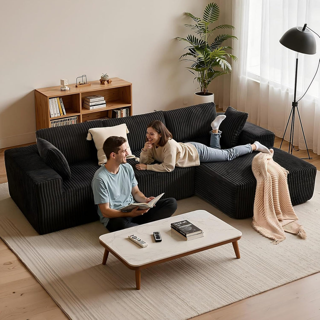 113" Boneless Sectional Couch for Living Room, L Shaped Sectional Sofa Couch with Right Chaise Longue