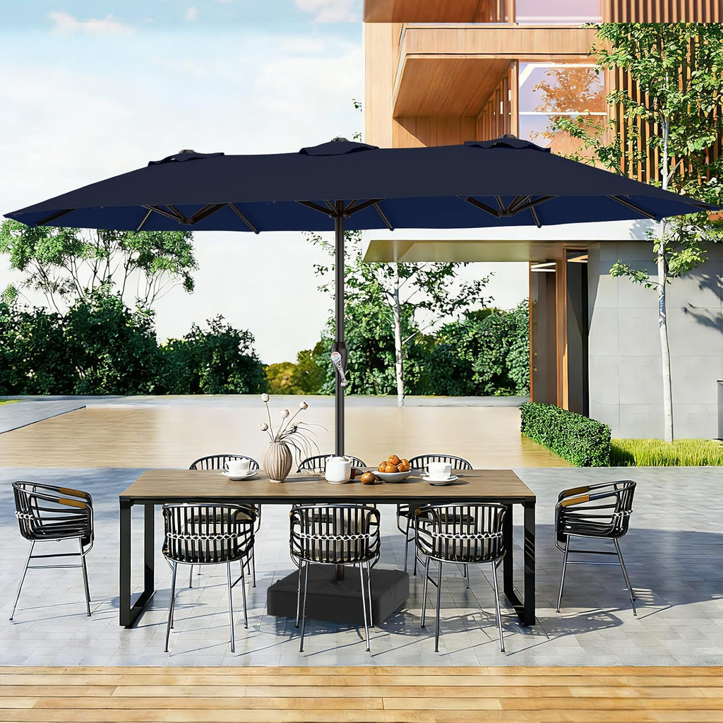 15FT Outdoor Patio Umbrella with Crank, Large Rectangular Market Umbrella