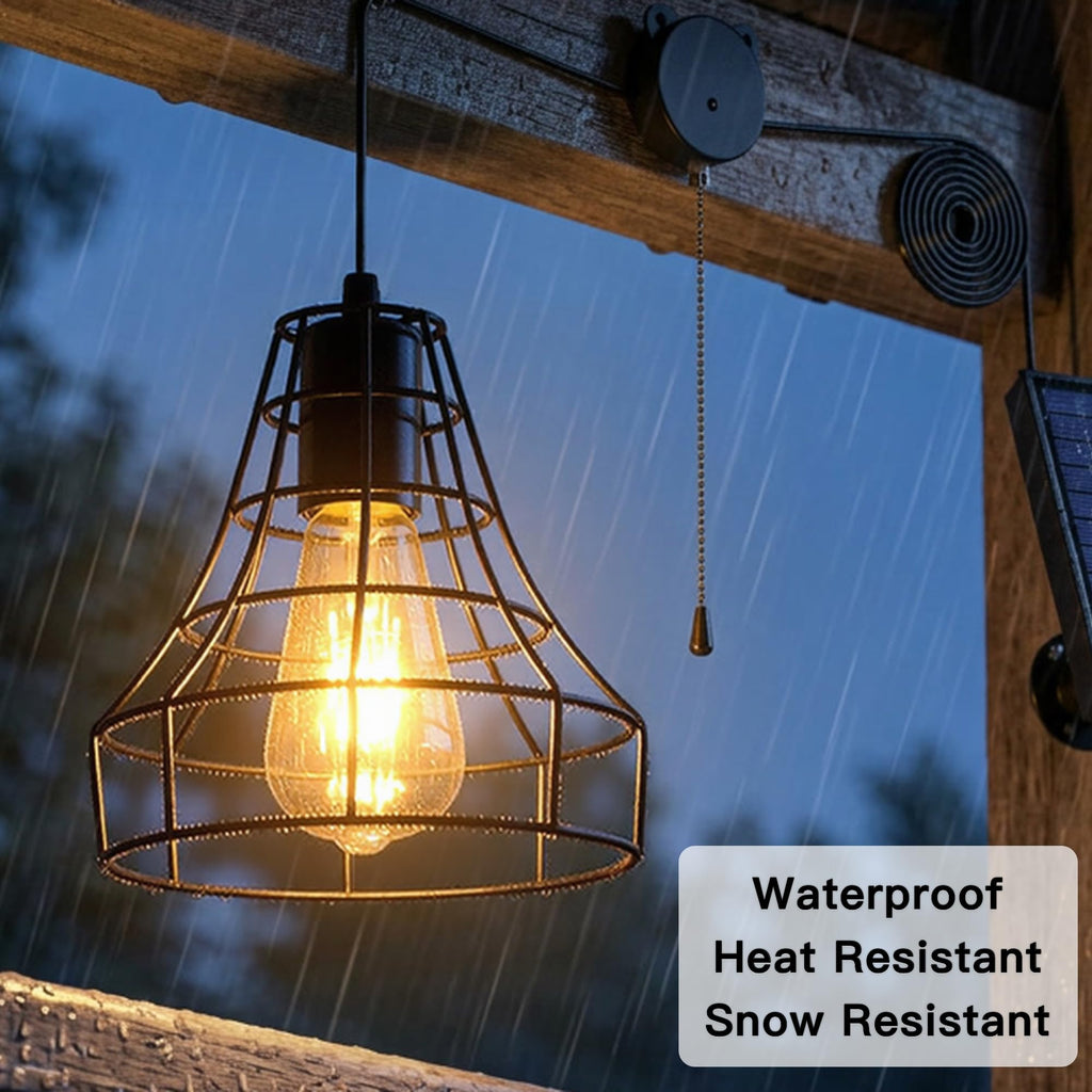 Solar Pendant Lights, Solar Powered Shed Light with Pull Cord