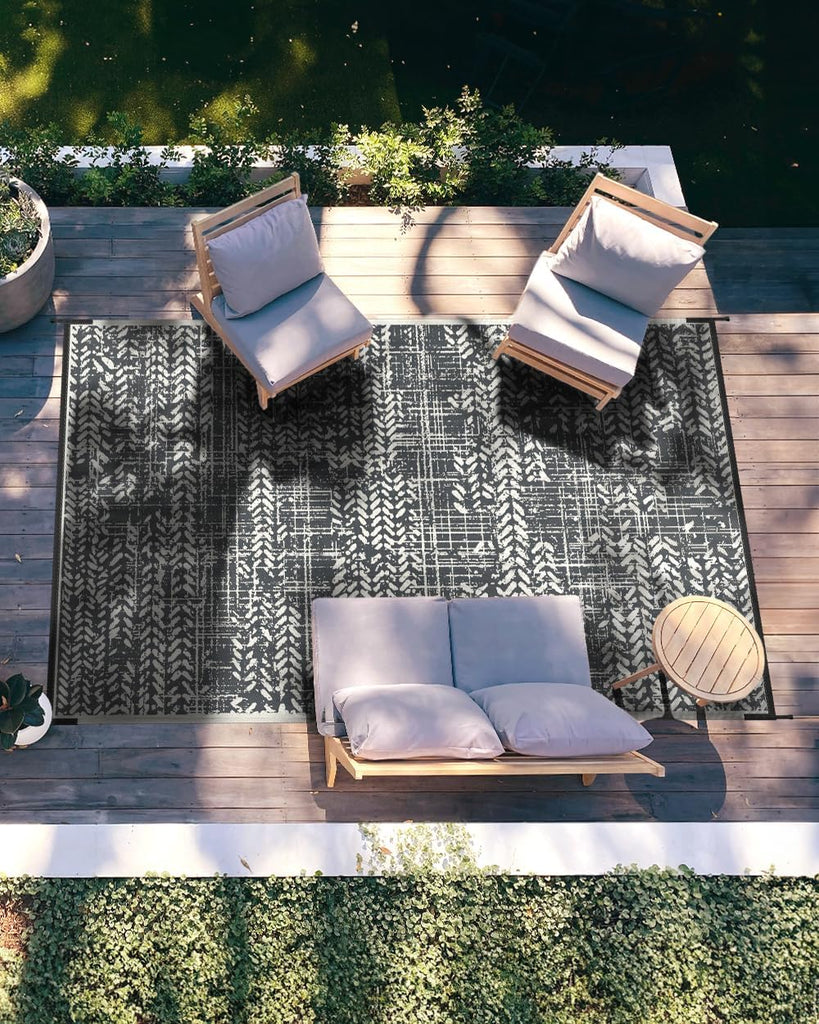Outdoor Rug 9x12 Waterproof-Patio Rug Mat Outdoor RV Camping Picnic Beach Mat Plastic Straw Rugs Out