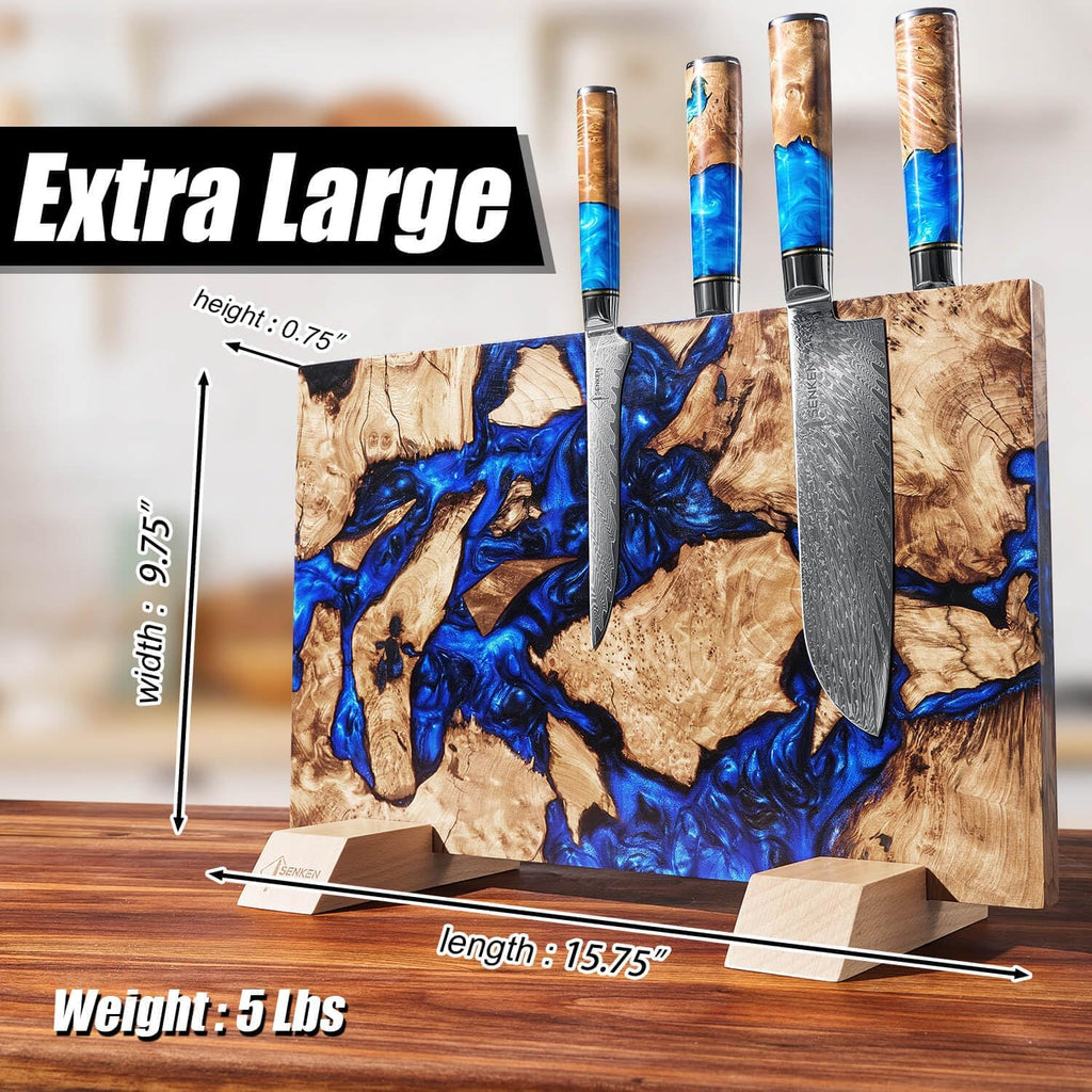 "Dark Tsunami" Extra Large Magnetic Knife Block - Holds Up to 16 Knives - Knife Block without Knives, Beautiful Dark