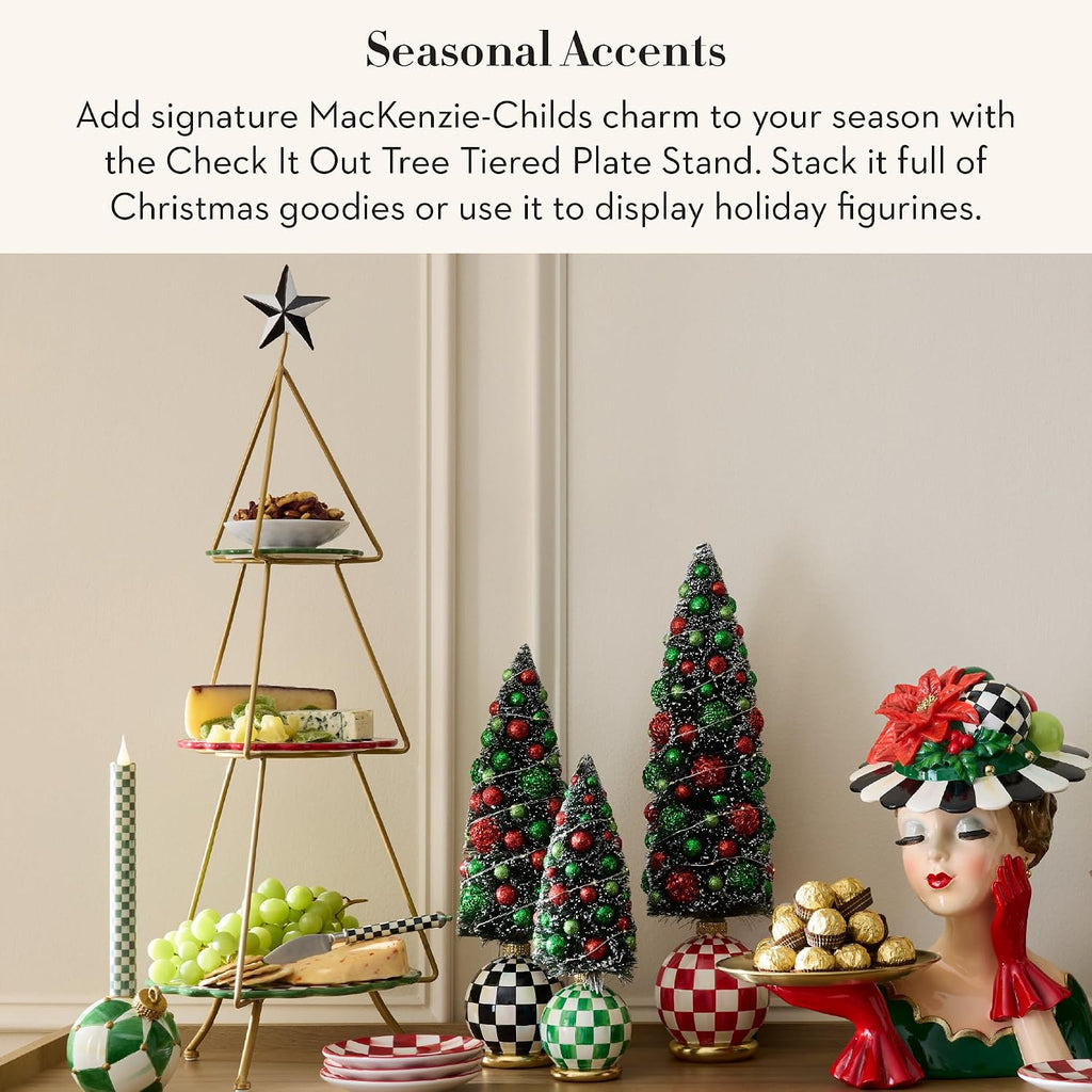 Ceramic Tiered Plate Stand, Three-Tiered Serving Tray, Party Food Display, Check It Out Tree