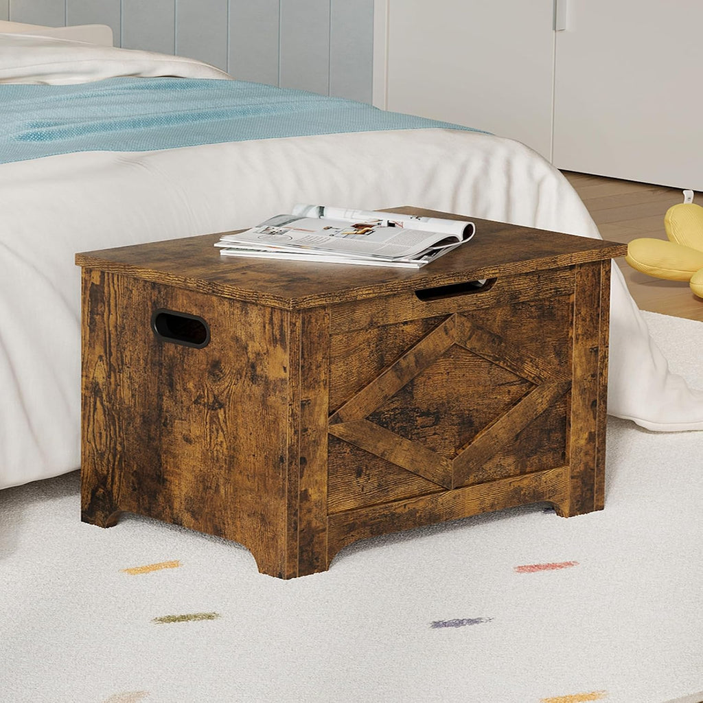 23.6 in Storage Chest, Wooden Storage Bench with Safety Hinge, Easy Assembly, Large Shoe Bench