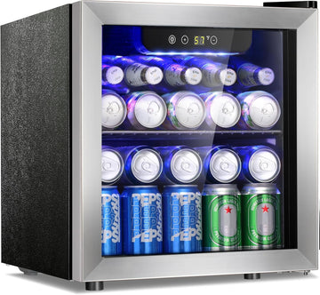 48 Can Beverage Refrigerator,12 Bottle Wine Cooler with Stainless Steel Glass Do