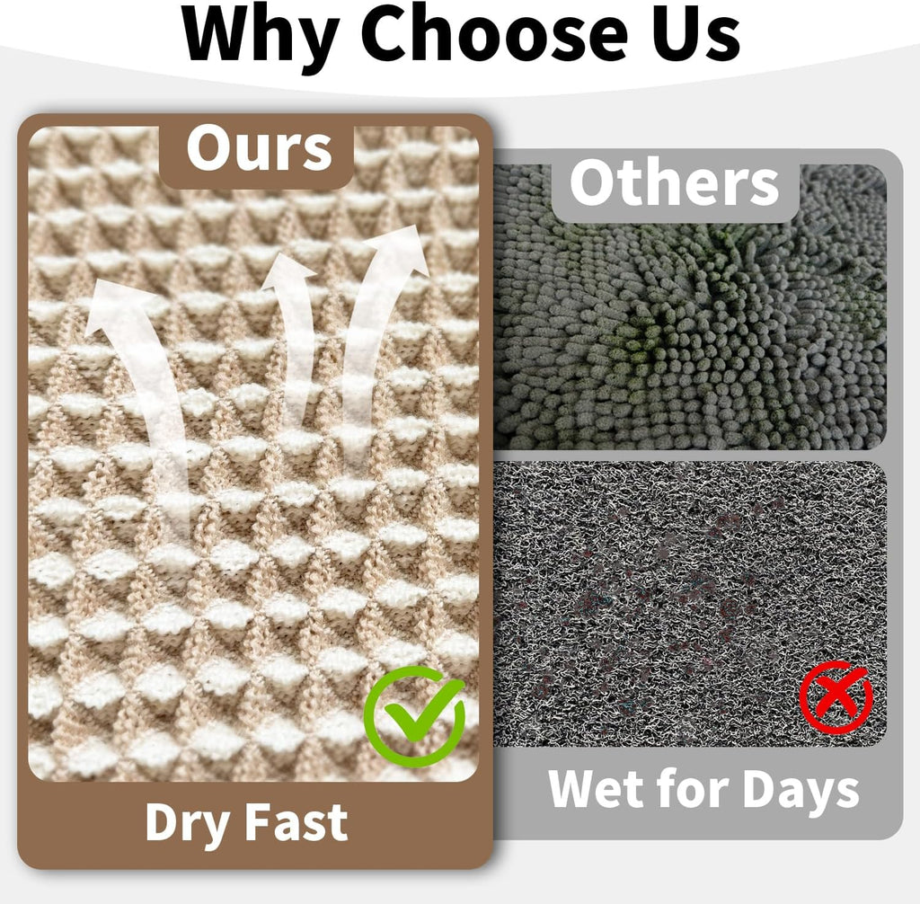 Bathroom Rugs Sets 2 Piece - Waffle Bath Mat Non Slip, Washable Bathroom Mats Absorbent Soft Boho Decor, Quick Dry