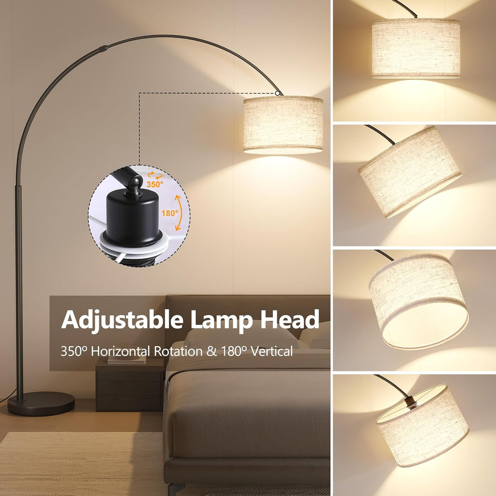 82" Tall Arc Floor Lamps, Large Floor lamp with Length Adjustable, Modern Curved Floor lamp, Corner Lamp, Black
