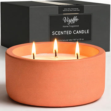 20oz Large Fall Scented Candle - Pumpkin Spice, 3 Wick Candles Scented, Non Toxic Soy Candle for Women and Men