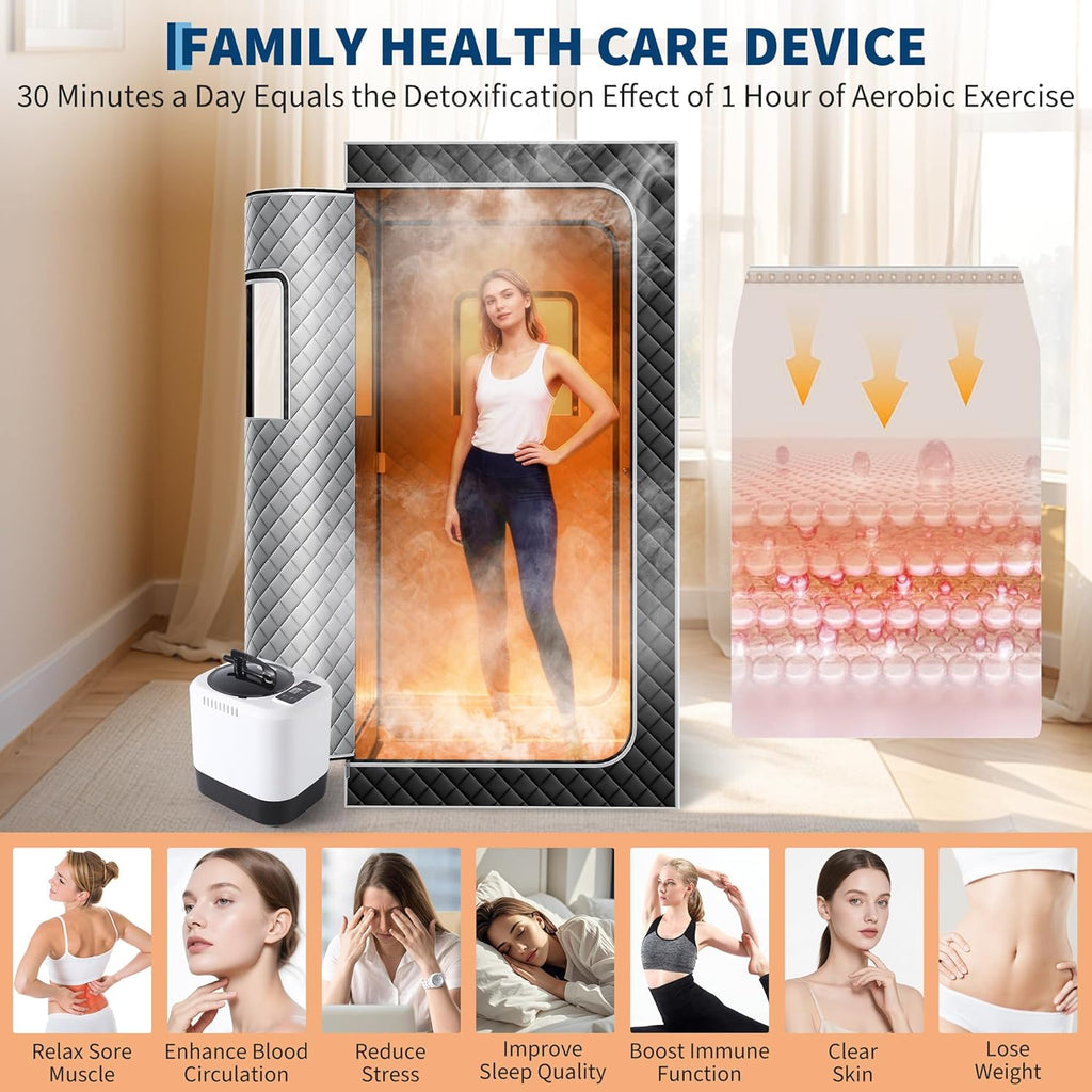 Sauna Box,Portable Sauna for Home with 4L 1500W Steamer,Portable Steam Sauna Tent with 600D