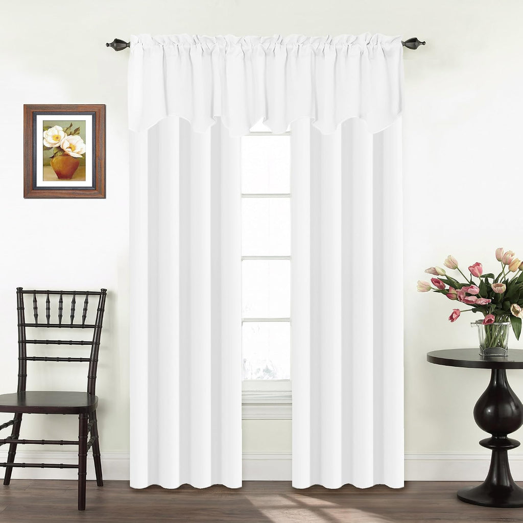 Valances for Windows Solid White Valance Curtains for Kitchen Windows/Living Room/Bathroom Rod Pocket Decoration