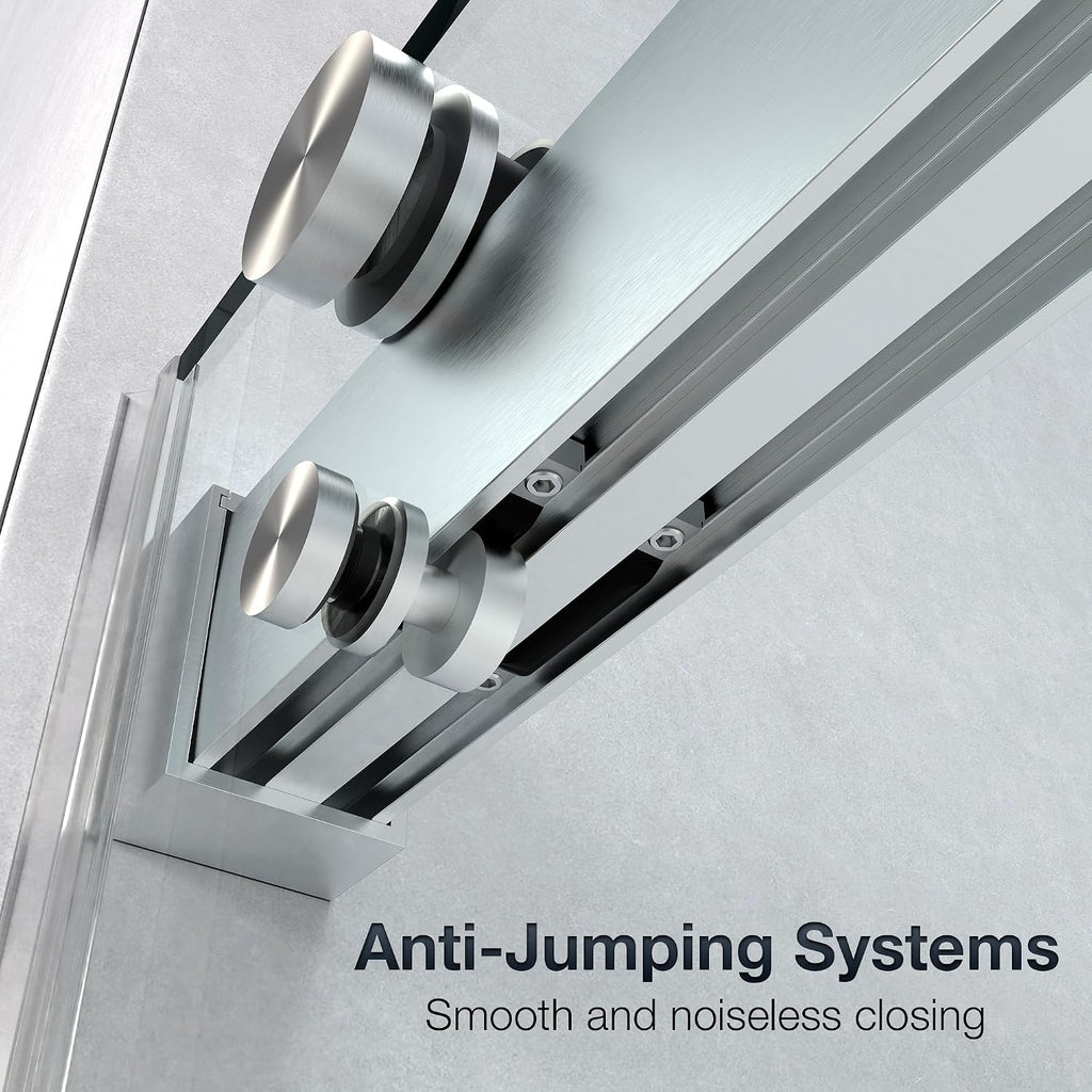 56-60” W x 76” H Bathroom Dual Sliding Frameless Shower Door