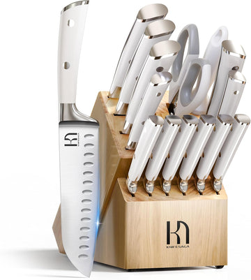 Japanese 15-pc Kitchen Knife Block Set, Professional, Razor Sharp | Innovative Steel, High Carbon Stainless, Enduring