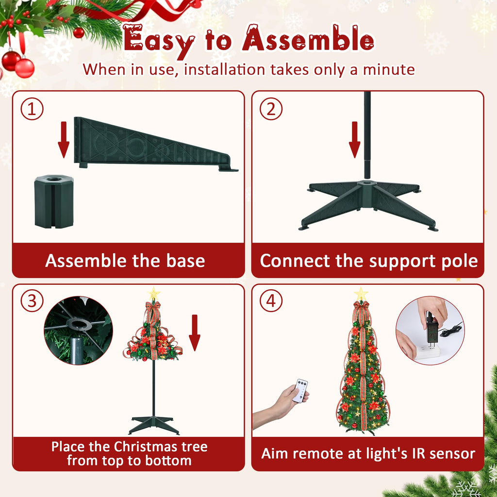 Prelit 6Ft, Pop Up with 200 Warm Lights